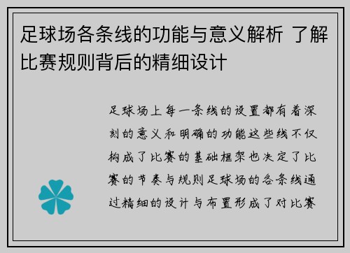 足球场各条线的功能与意义解析 了解比赛规则背后的精细设计